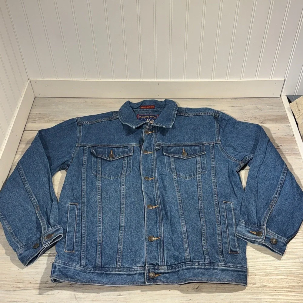 Vintage‎ Roundy Ridge size M Men's Blue Denim Button Up Trucker Jean Jacket